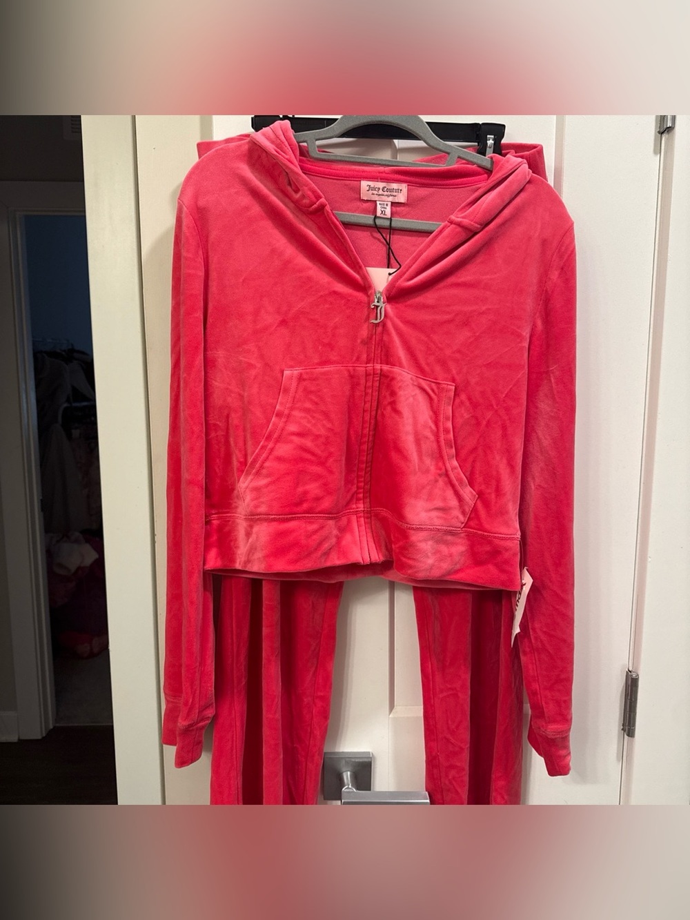 Juicy Couture Hot Pink Velour Zip Hoodie and Pants